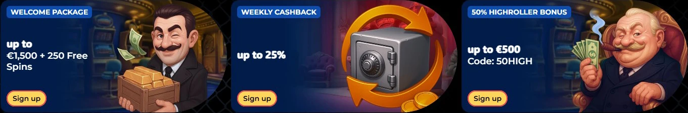 Casino actions and bonuses at Gangstasino