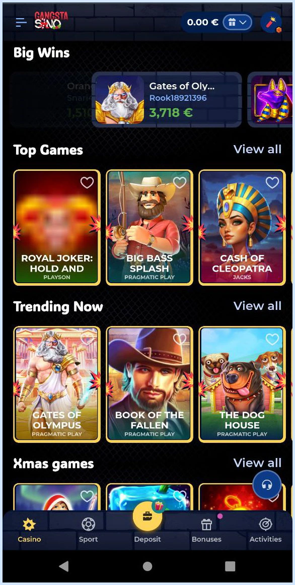 Complete collection of all slot machines at Gangstasino