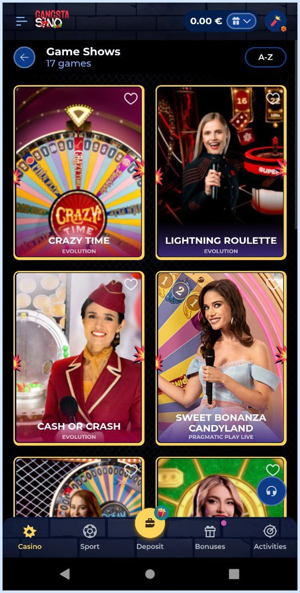 Exciting game shows to discover in the live casino at Gangstasino