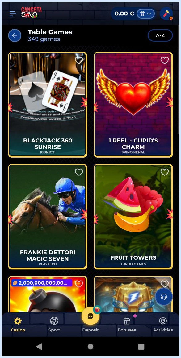 Experience classic live table games at Gangstasino