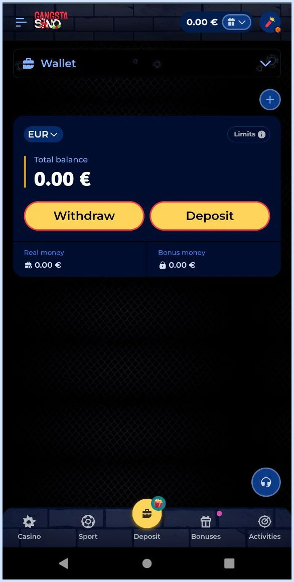 Gangstasino payment methods overview