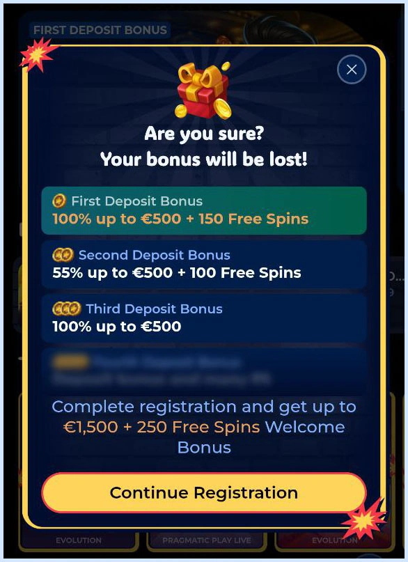 Exclusive casino welcome bonus for new players at Duospin