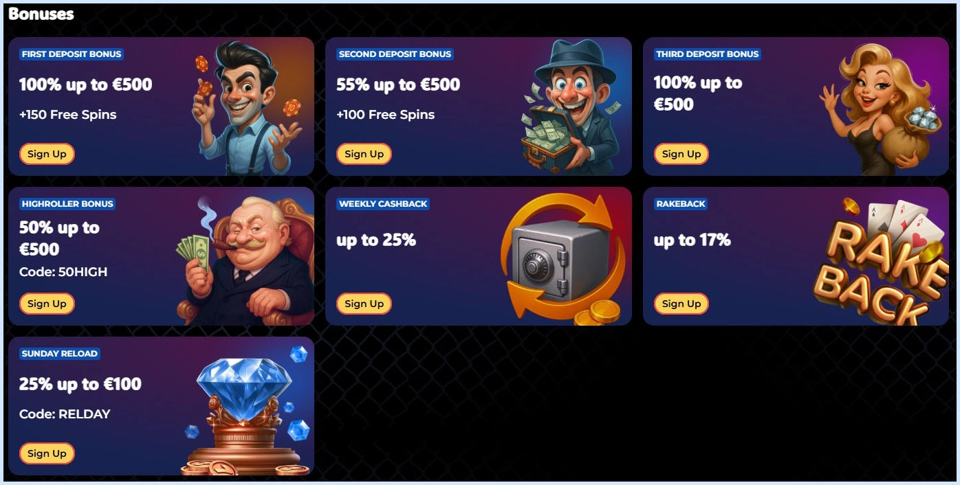 Exclusive bonuses and ongoing promotions at Gangstasino